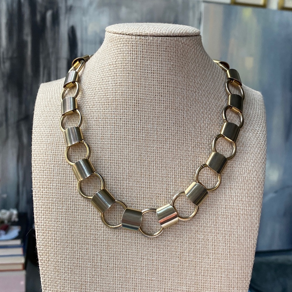 VTG Donald Stannard Gold Tone Link Necklace Signed Rare